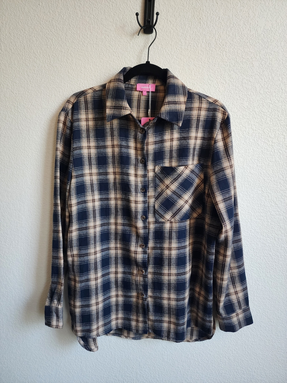 Edikted Plaid Flannel Button Up Shirt